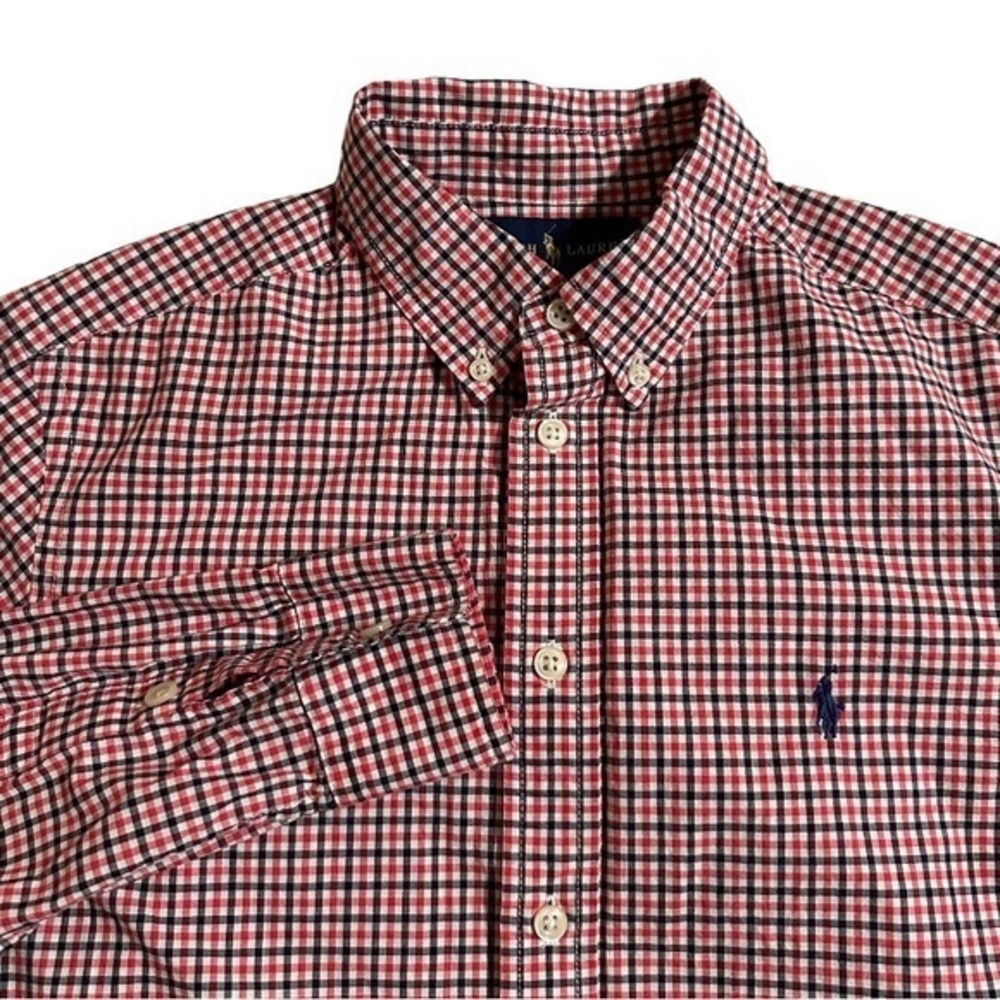 Big Boys Ralph Lauren Long‎ Sleeve Button Down Shirt
Large 14/16 Navy and Red
